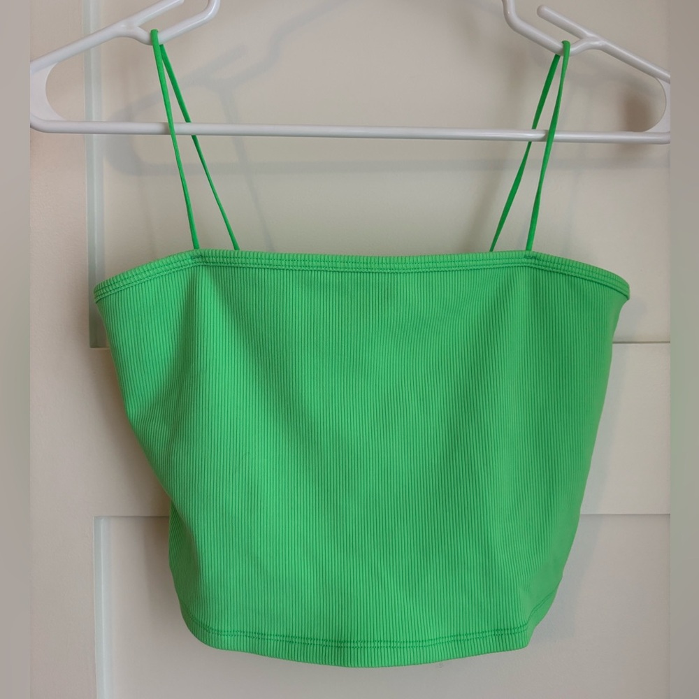 Lime green ALO Women's Ribbed crop top